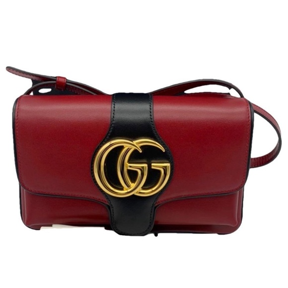 Gucci Red/Black Leather Small Arli Crossbody Bag - Picture 1 of 11